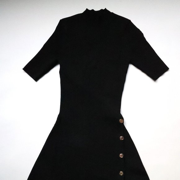 black sweater dress with gold buttons Cecilia Sweater Dress main image 1